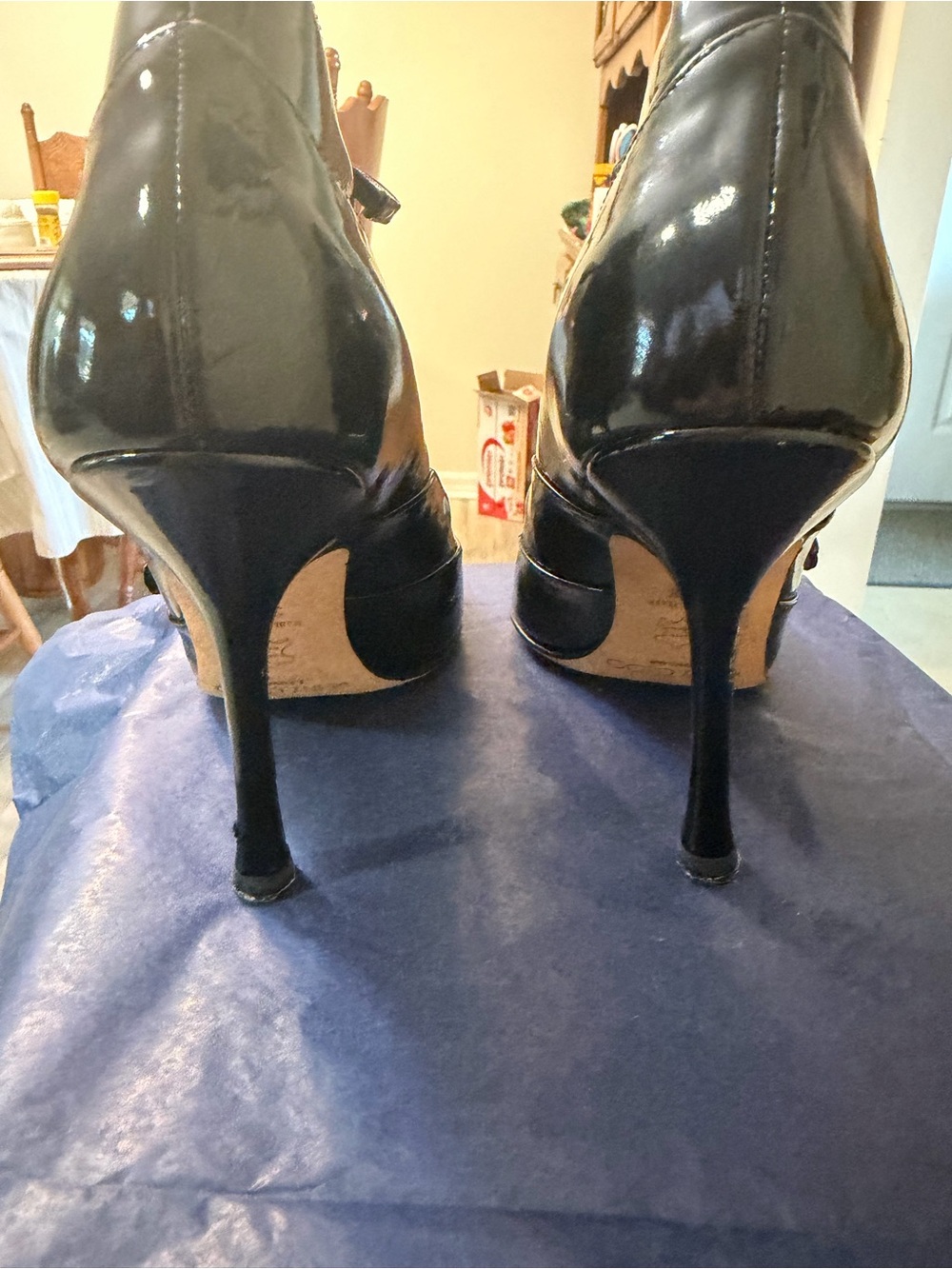 Jimmy Choo Black Patent Leather Multi-Strap Pointed Pumps - Picture 2 of 6